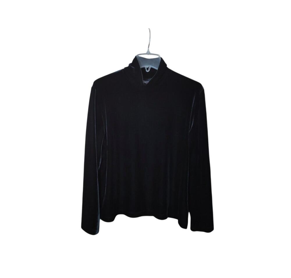 Lands' End Black Mock Neck Luxurious Velvet Holiday Top Girl's Plus XL (18/20)